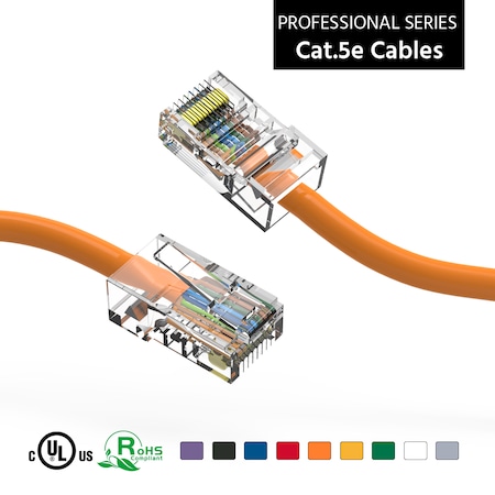 CAT5E UTP Ethernet Network Non Booted Cable- 25ft- Orange